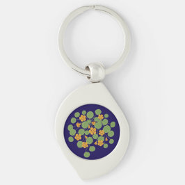 Chaveiro Ilustração de Flor de Nastúrcio Vintage Natureza