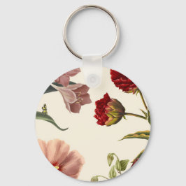 Chaveiro Ilustração de flores em flor com rosa e vermelho