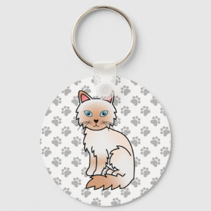 Chaveiro Ilustração de Gato de Ragdoll/Birman de Ponto Ve