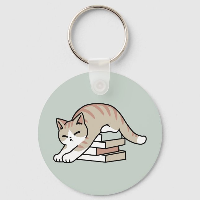 Chaveiro Ilustração de Gato do Livro ao Longo - Enrolada e  (Frente)