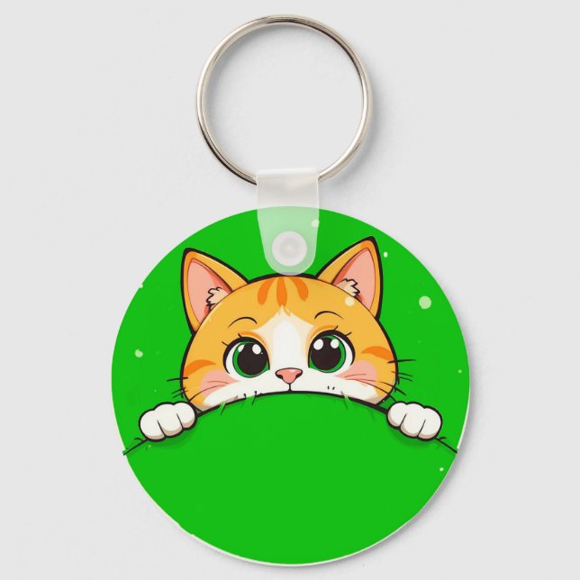 Chaveiro Ilustração de Gato Fofo (Frente)