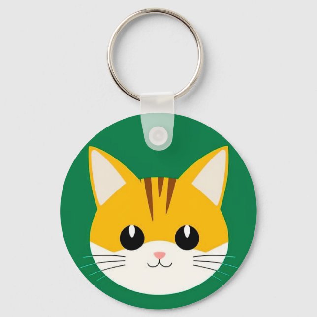 Chaveiro Ilustração de Gato Fofo (Frente)