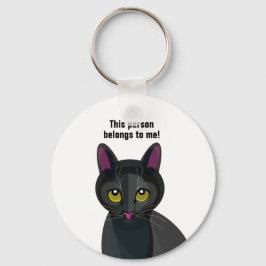 Chaveiro Ilustração de Gato Preto no toque de tecla