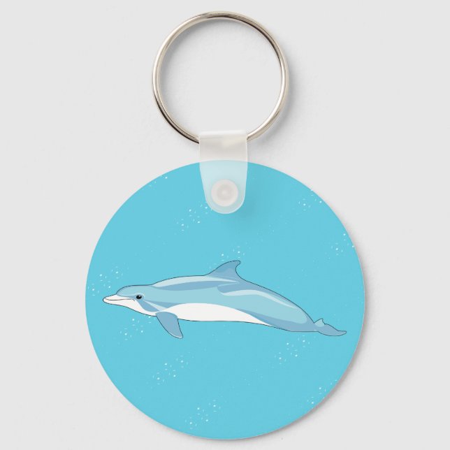 Chaveiro Ilustração de Golfinho Azul Costeiro Oceano (Frente)