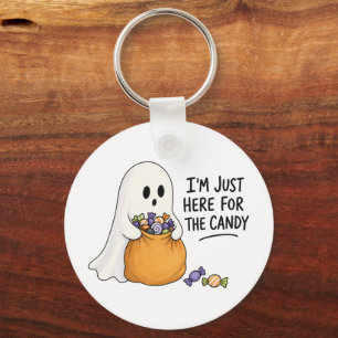 Chaveiro Ilustração de Halloween de Fantasma Só Aqui Pelo D