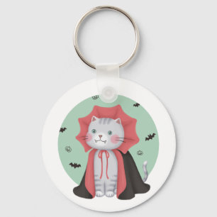 Chaveiro Ilustração de Halloween: Gato de Vampiro