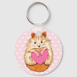 Chaveiro Ilustração de Hamster Adorável e Corações