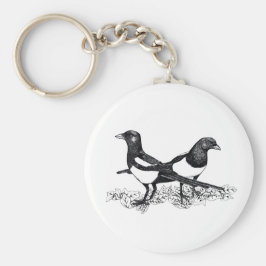 Chaveiro Ilustração de Magpies no botão Keyring