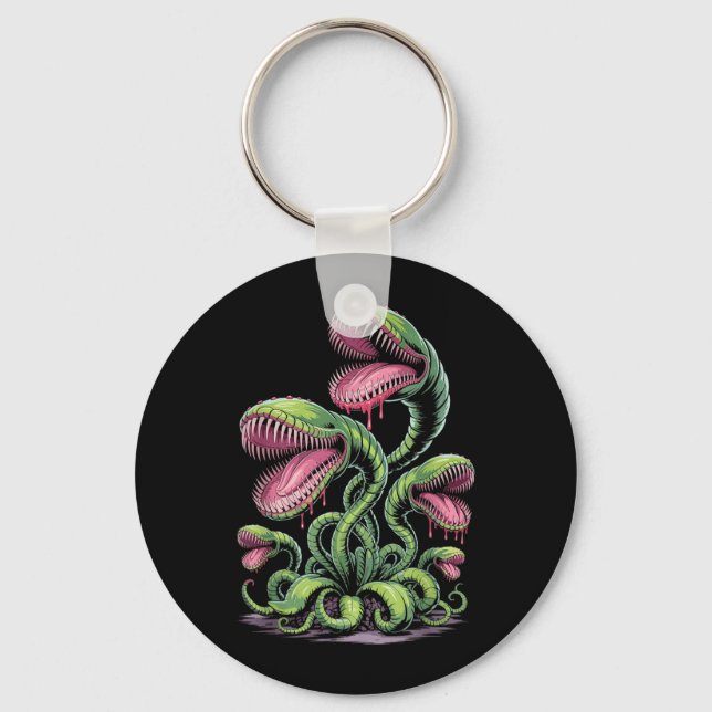 Chaveiro Ilustração de Monstro de Planta Carnívora Com Dent (Frente)