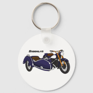Chaveiro Ilustração de motocicleta roxa Sidecar