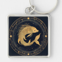 Ilustração de Peixes Zodiac Dourados