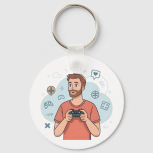 Chaveiro Ilustração de Personagem de Jogador de Desenho Ani