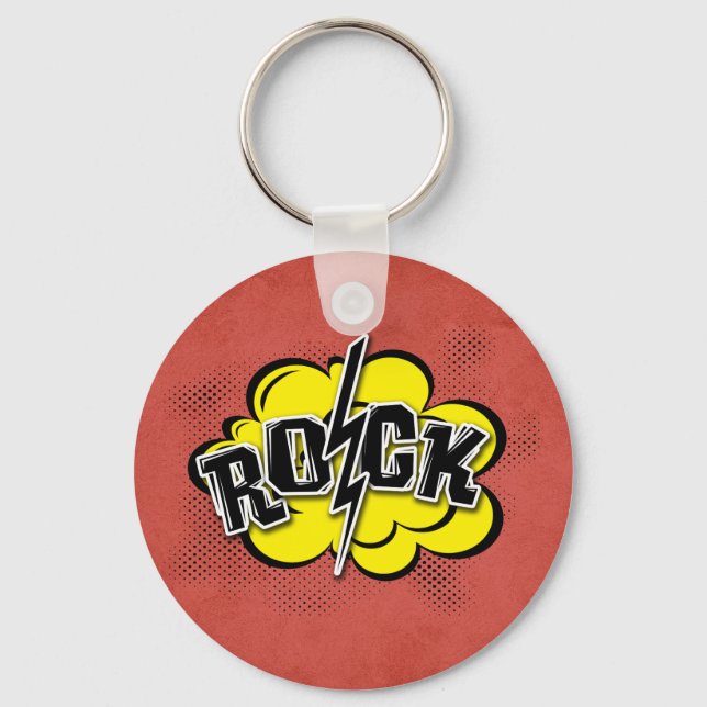 Chaveiro Ilustração de rock estilo cômico (Frente)