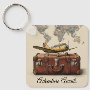 Chaveiro Ilustração de viagens vintage com um Plano