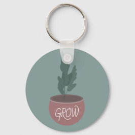Chaveiro Ilustração Desenhada à Mão de Planta em Vaso