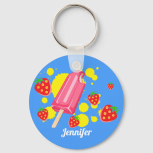 Chaveiro Ilustração Diversão do picolé rosa e das moran