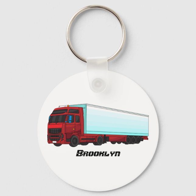 Chaveiro Ilustração do caminhão do trailer vermelho (Frente)