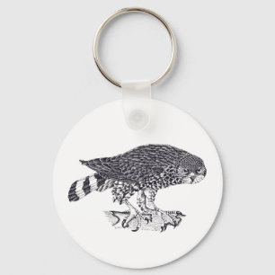 Chaveiro Ilustração do Hawk Sparrow no botão Keyring