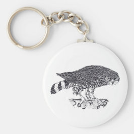 Chaveiro Ilustração do Hawk Sparrow no botão Keyring