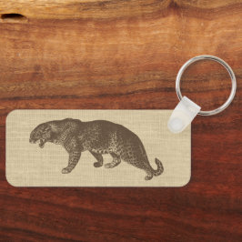 Chaveiro Ilustração do Leopardo Vintage no ímã Burlap