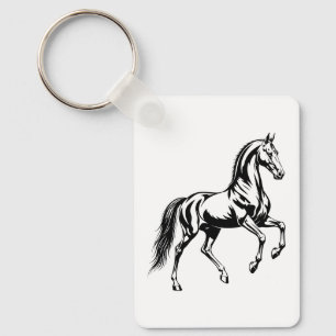 Chaveiro Ilustração Estilizada de Cavalo Akhal-Teke Elegant