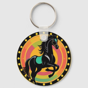 Chaveiro Ilustração Estilizada de um Cavalo Preto