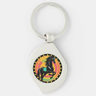 Chaveiro Ilustração Estilizada de um Cavalo Preto