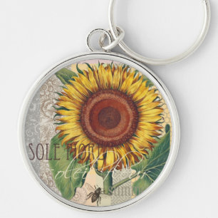 Chaveiro Ilustração floral de girassol amarelo