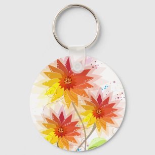 Chaveiro Ilustração Floral Moderna