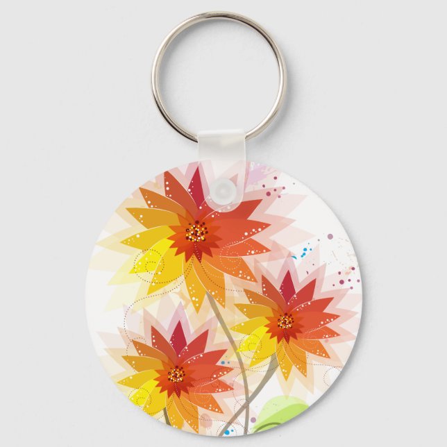 Chaveiro Ilustração Floral Moderna (Frente)