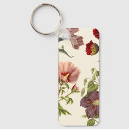Chaveiro Ilustração floral vintage com rosa e vermelho