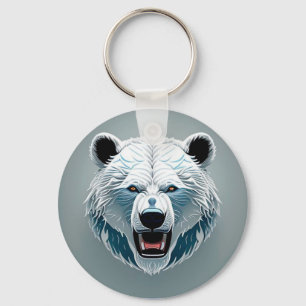 Chaveiro Ilustração Geométrica de Urso Polar Feroz