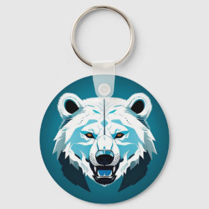 Chaveiro Ilustração Geométrica de Urso Polar Feroz