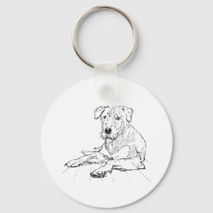 Chaveiro Ilustração Minimalista de Amante de Cães Rottweile