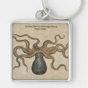 Chaveiro Ilustração Octopus Kraken Vintage