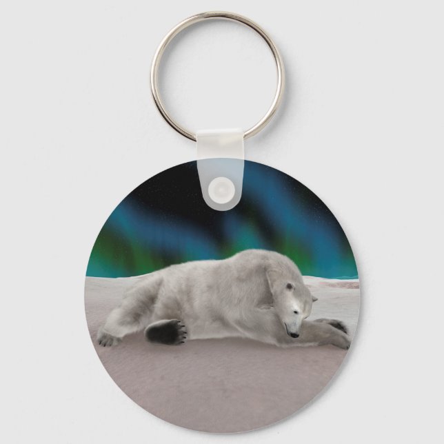 Chaveiro Ilustração Pacífica de Urso Polar na Natureza Árti (Frente)