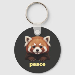 Chaveiro Ilustração "Paz" de Panda Vermelho Fofo para Crian