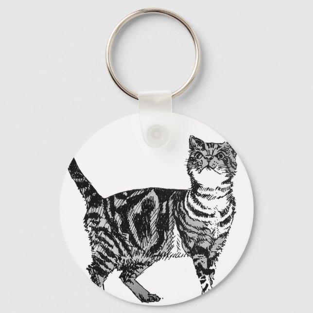 Chaveiro Ilustração Tabby Cat Gits Tabelas Gits Gift (Frente)