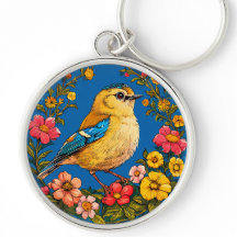 Ilustração vibrante e detalhada de um pássaro