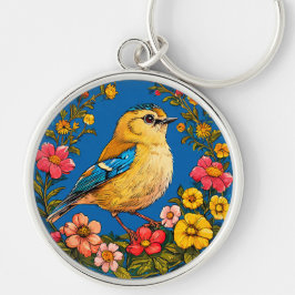 Chaveiro Ilustração vibrante e detalhada de uma ave