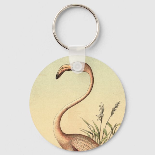 Chaveiro Ilustração Vintage Pink Flamingo (Frente)