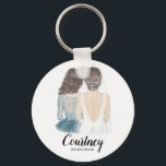 Chaveiro Ilustração você será minha dama de honra<br><div class="desc">Você será minha proposta de Bridesmaid tecendo um toque de teclado simples e clássico com noiva e dama de honra. Personalize o nome e a função de sua preferência.</div>