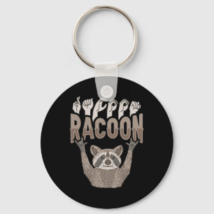 Chaveiro ILY Racoon ASL Gesto de Mão Surda Perda de Audiênc
