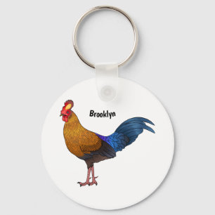 Chaveiro Imagem de desenho animado de aves de junglefowl no