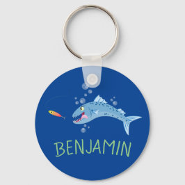Chaveiro Imagem de desenho animado de pesca faminto em Barr