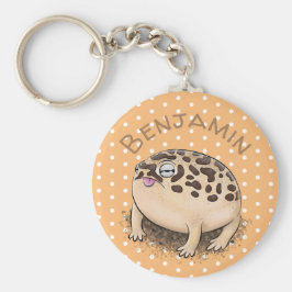 Chaveiro Imagem de desenho animado do sapo de chuva castanh