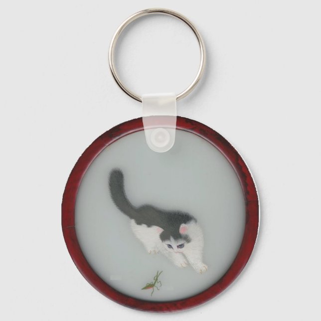 Chaveiro Imagem de Gato de Seda Chinês (Frente)
