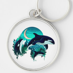 Chaveiro Imagem Legal da Natureza Azul das Baleias Assassin