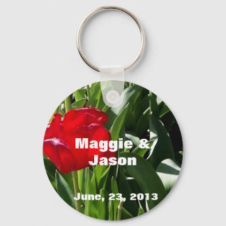 Chaveiro Imagem Personalizada de Tulips Vermelhos Guarde a 
