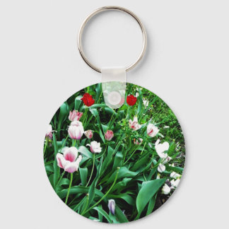 Chaveiro Imagens de Tulipas Vermelhas e Rosa